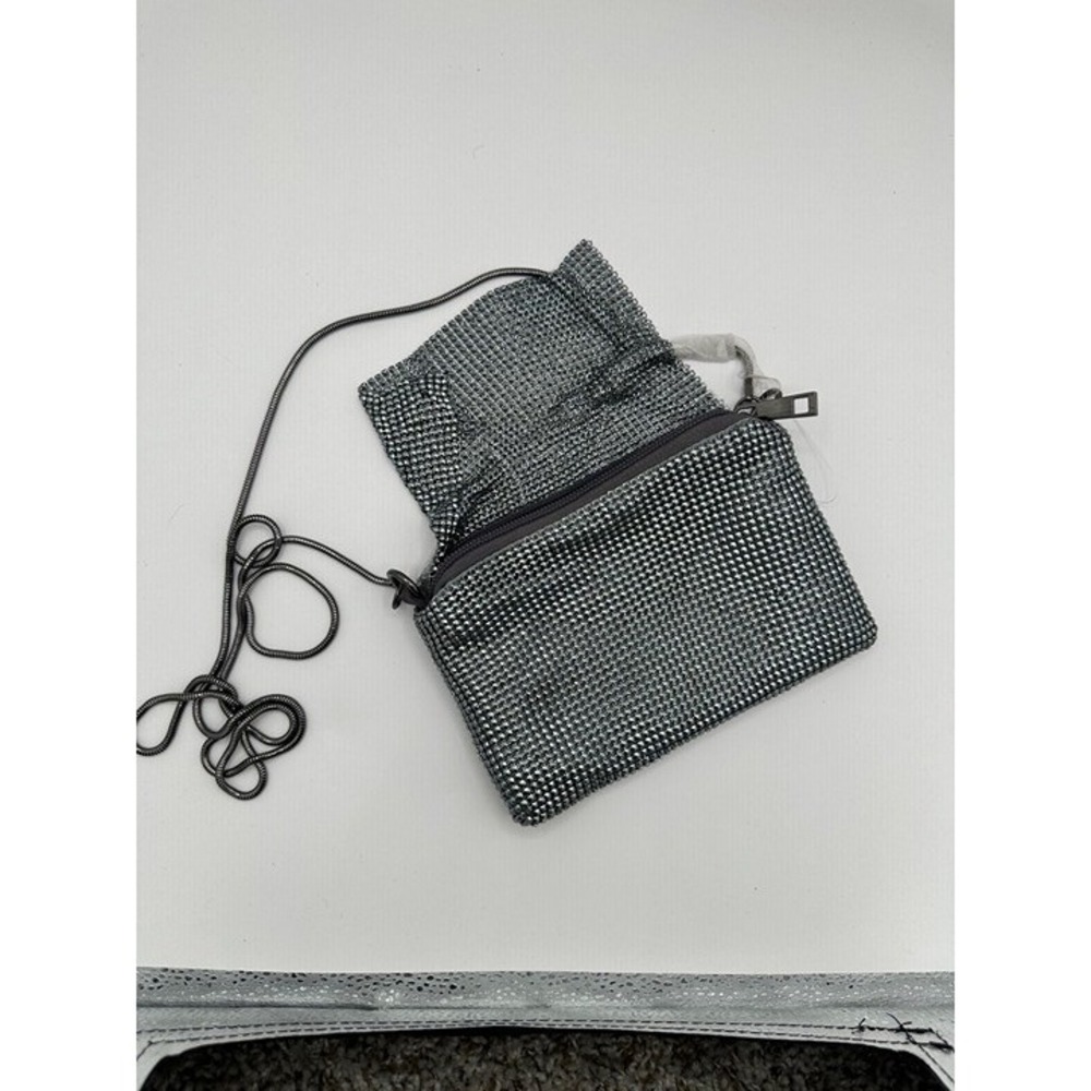 Merona Silver Metallic Mesh Crossbody Purse Chain Strap Evening Mini Handbag
